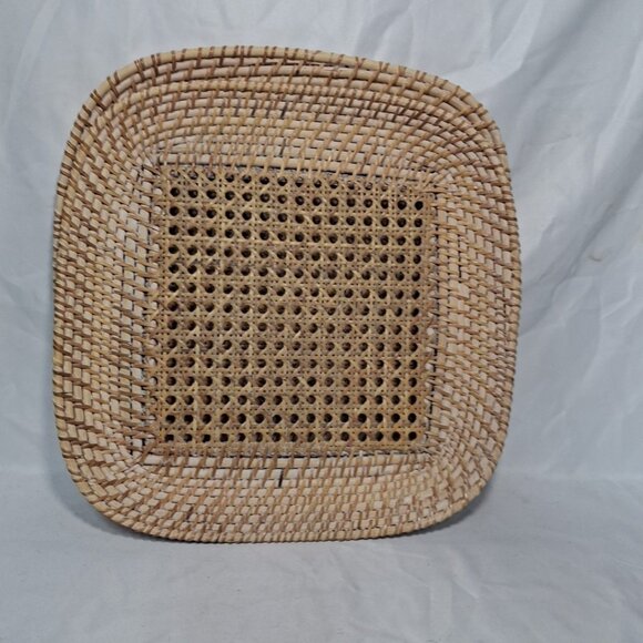 Lot of 4 Wicker Rattan Paper Plate Holder 13" Square Tray, Decor Natural Cottage - Picture 8 of 8